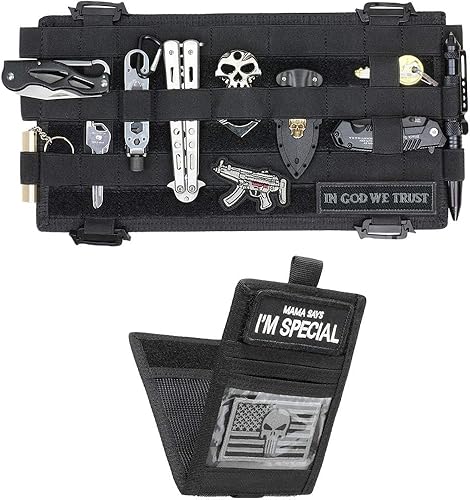 WYNEX - Organizador táctico para visera de auto con diferentes compartimentos de almacenamiento con 3 cintas elásticas de sujeción, compatible con