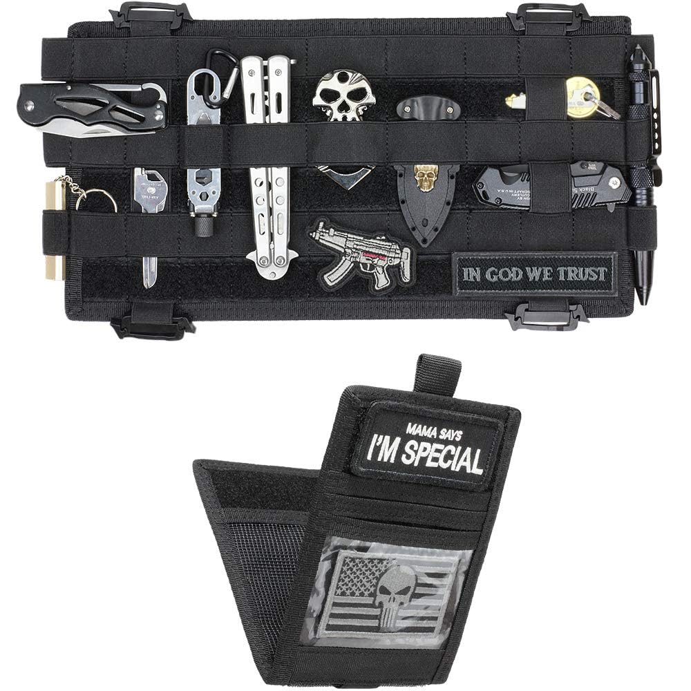 WYNEX Molle Visor Panel Organizer, Tactical Car Sun Visor Cover Molle Webbing Compatible Elastic Slots Vehicle Visor Storage Holder Pouch with 3 Elastic Strap Compatible F150 F550