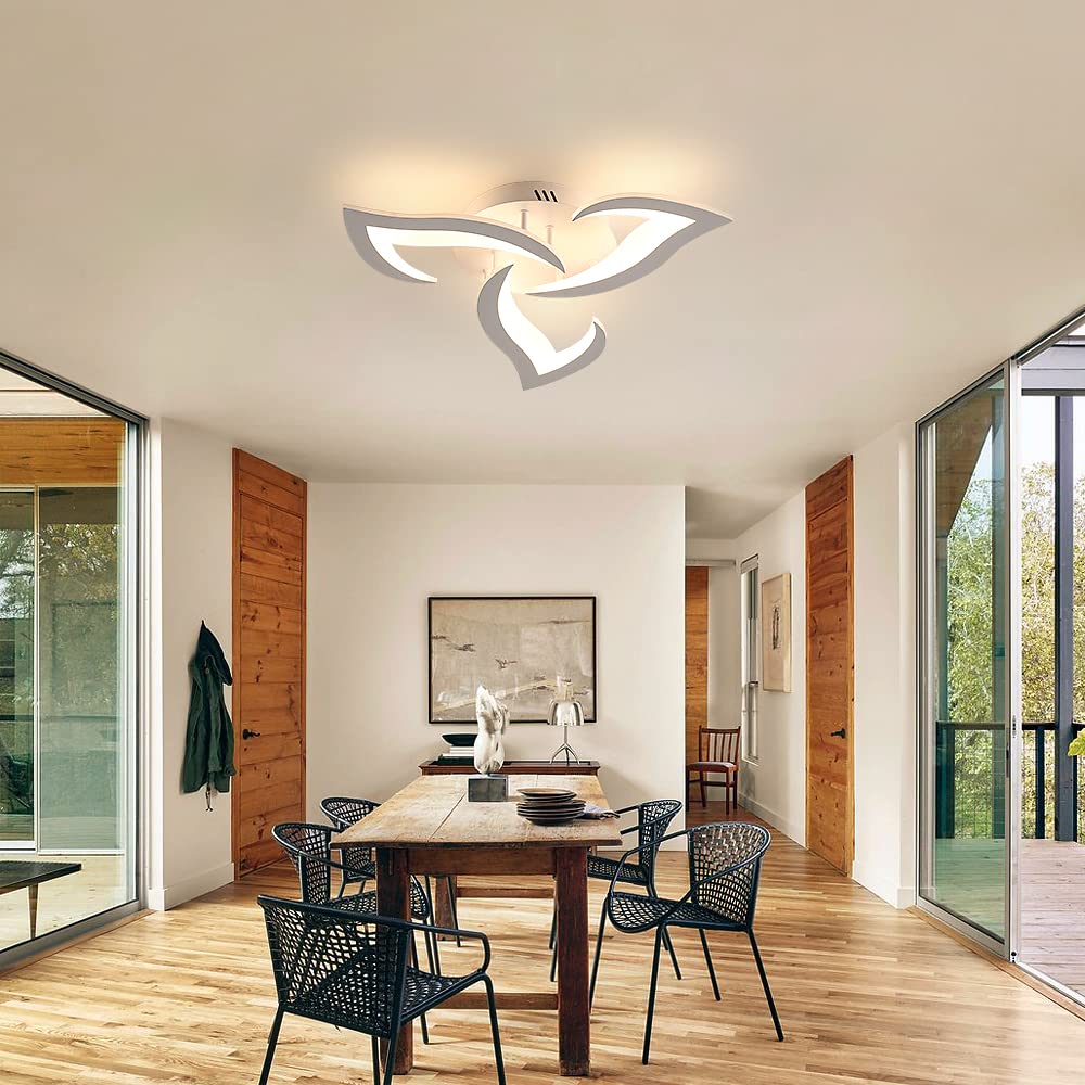 Plafoniera Led Moderno, 36W 3500LM Lampada da Soffitto in Acrilico, Bianco Lampadario Led Soffitto Forma Di Petalo per Camera da Letto, Cucina, Studio, Soggiorno, Luce Bianca Calda 3000K