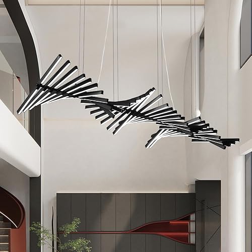 Miniatura 3 de JAYMP Candelabro de diseñador de estilo moderno, regulable, luz colgante LED, control remoto, isla de cocina, comedor, lámpara colgante (negro mate,