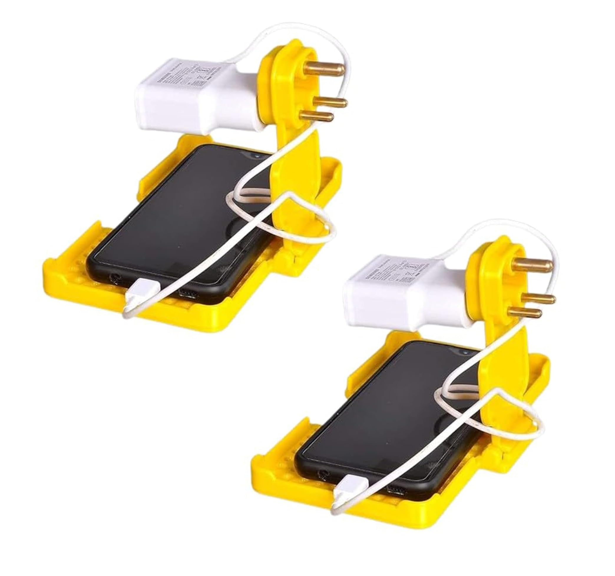 EXPRO Combo 2 Mobile Chargeing Holder Just fit in Socket and Hang/Mobile Charging Stand for Wall Holder (Yellow)-picture-28