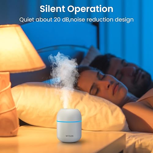 Vista 4 de Humidificador pequeño portátil, humidificador de escritorio personal USB para automóvil, oficina, dormitorio, apagado automático, 2 modos de niebla