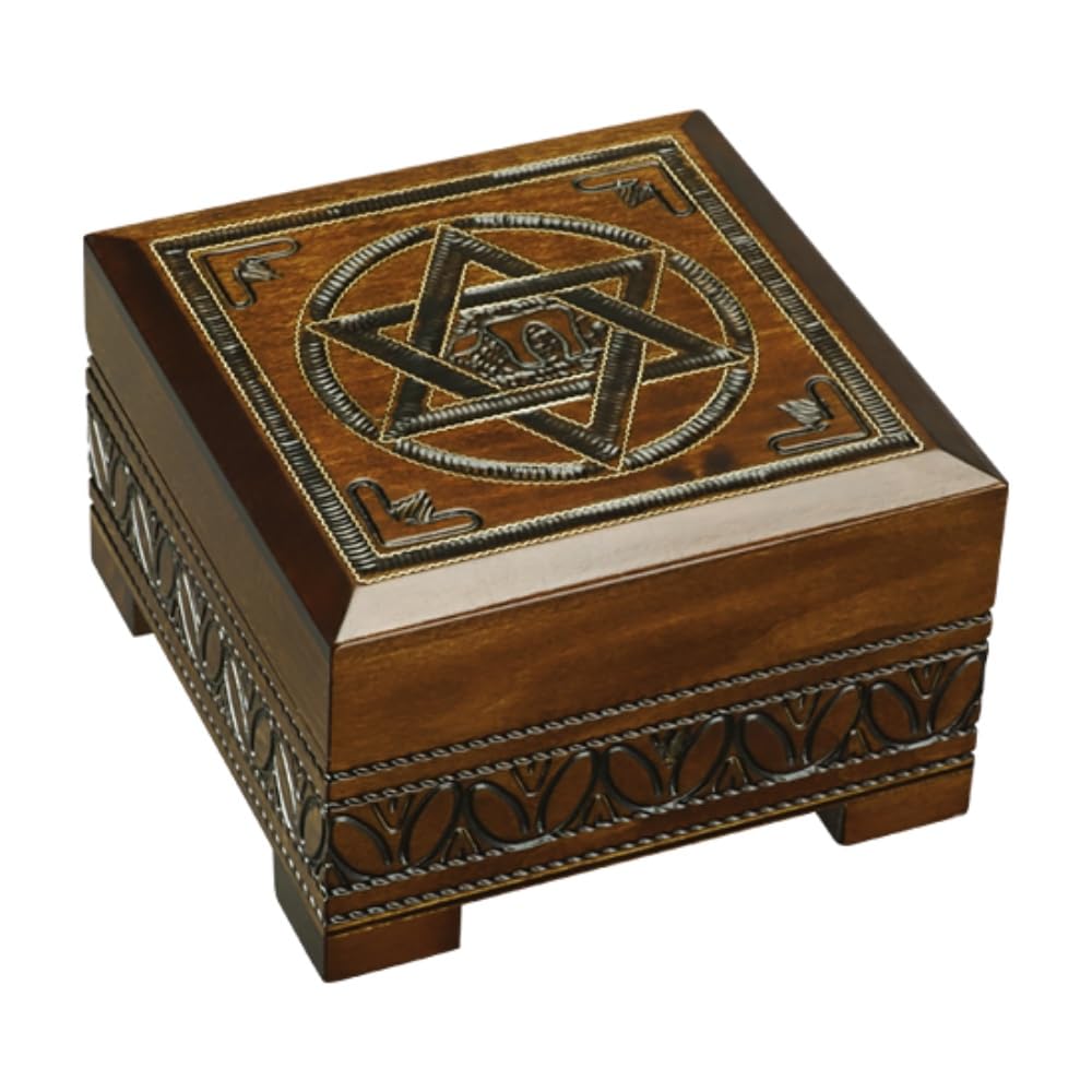 Star of David Wood Keepsake Box Judaica Handmade Box with Lock and key