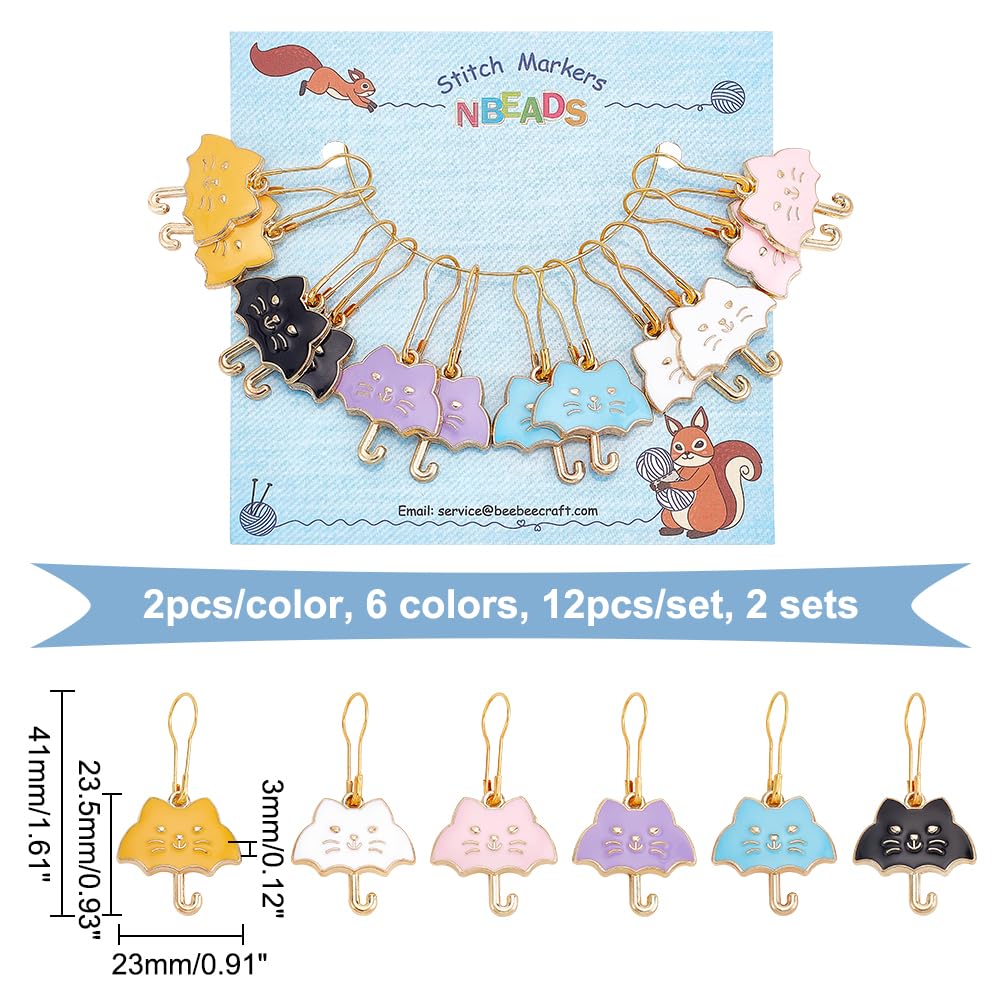 NBEADS 12pz Pennarelli per Punti di Gatto, 6 Colori Lega Smaltata Gatto Punto Uncinetto Marcatore Ciondoli Rimovibile Marcatore Punto di Chiusura per Maglieria Tessitura Accessori Cucire Trapuntatura