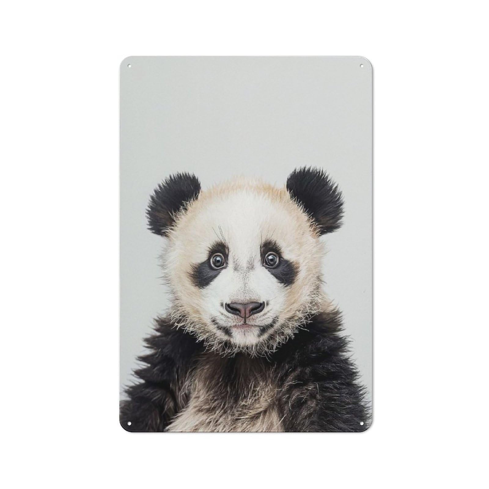 Junmoney Style-9 Rustic Tin Sign 30X20cm Featuring Cute Baby Panda For Garage Or Workshop, For Garage, Workshop And Man Cave Decoration