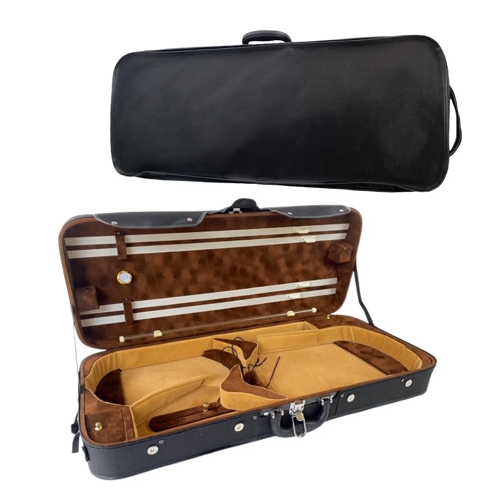 Doppelter Violinenkoffer/Violinenkoffer für 4 Bögen, Nylon, leicht, tragbar, langlebig, leicht, robust, für Violine und Bratsche