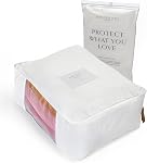 Hayden Hill Luxury Organic Cotton Sweater Storage Bag For Cashmere 15 Inch | Fits 4 Fine Knits, Breathable, Moth Proof, Garment Storage Bag For Cashmere, Zippered, Certified Carbon Neutral, White