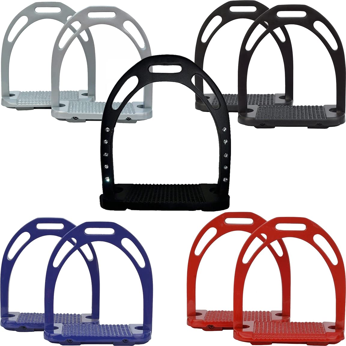 YNR® Étriers De Sécurité Flexi – Acier Et Cristal Bleu – Le Confort Et La Sécurité Ultimes Pour L'Équitation