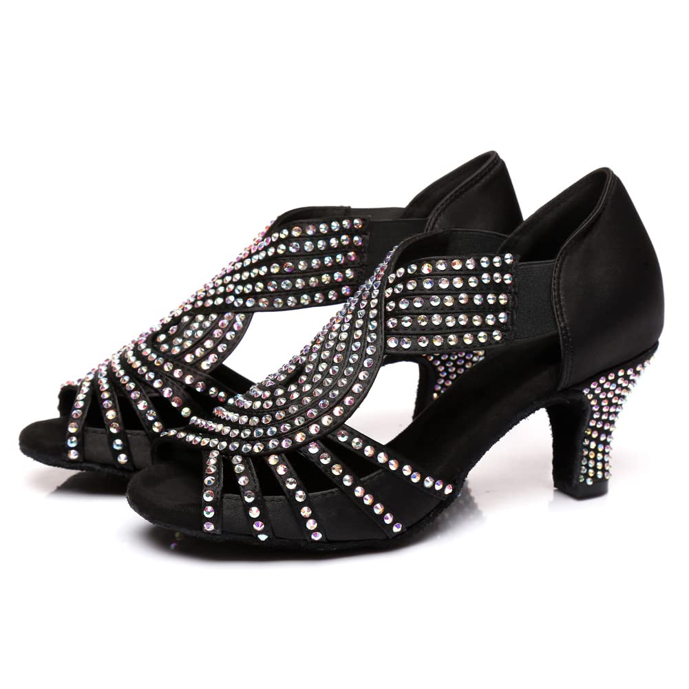 HIPPOSEUS Scarpe da Ballo per Salsa Bachata Serate Danzanti Latino Americano Donna Ballare Tacco 6 cm