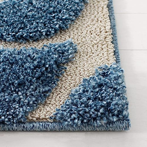 Image of Handwoven Microfibre 3D Rug for Living Room (Teel Blue & Ivory, 12 X 12 Feet (Square), Microfibre)