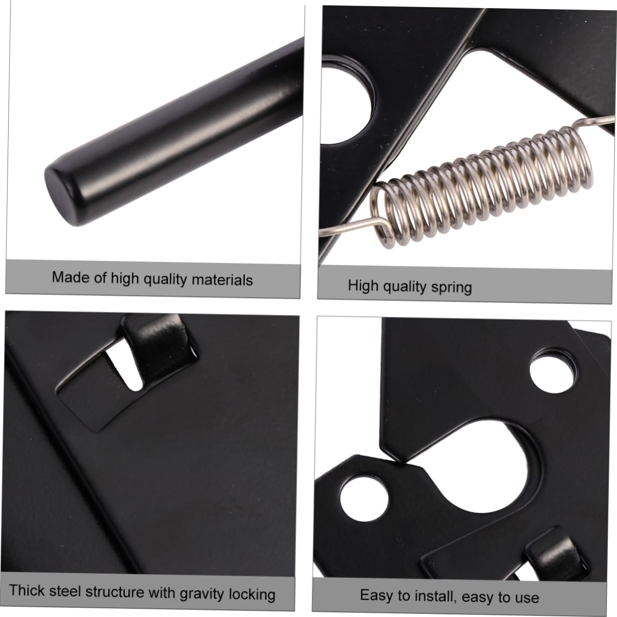 Loquet Autobloquant de Porte à Montage sur Poteau Noir