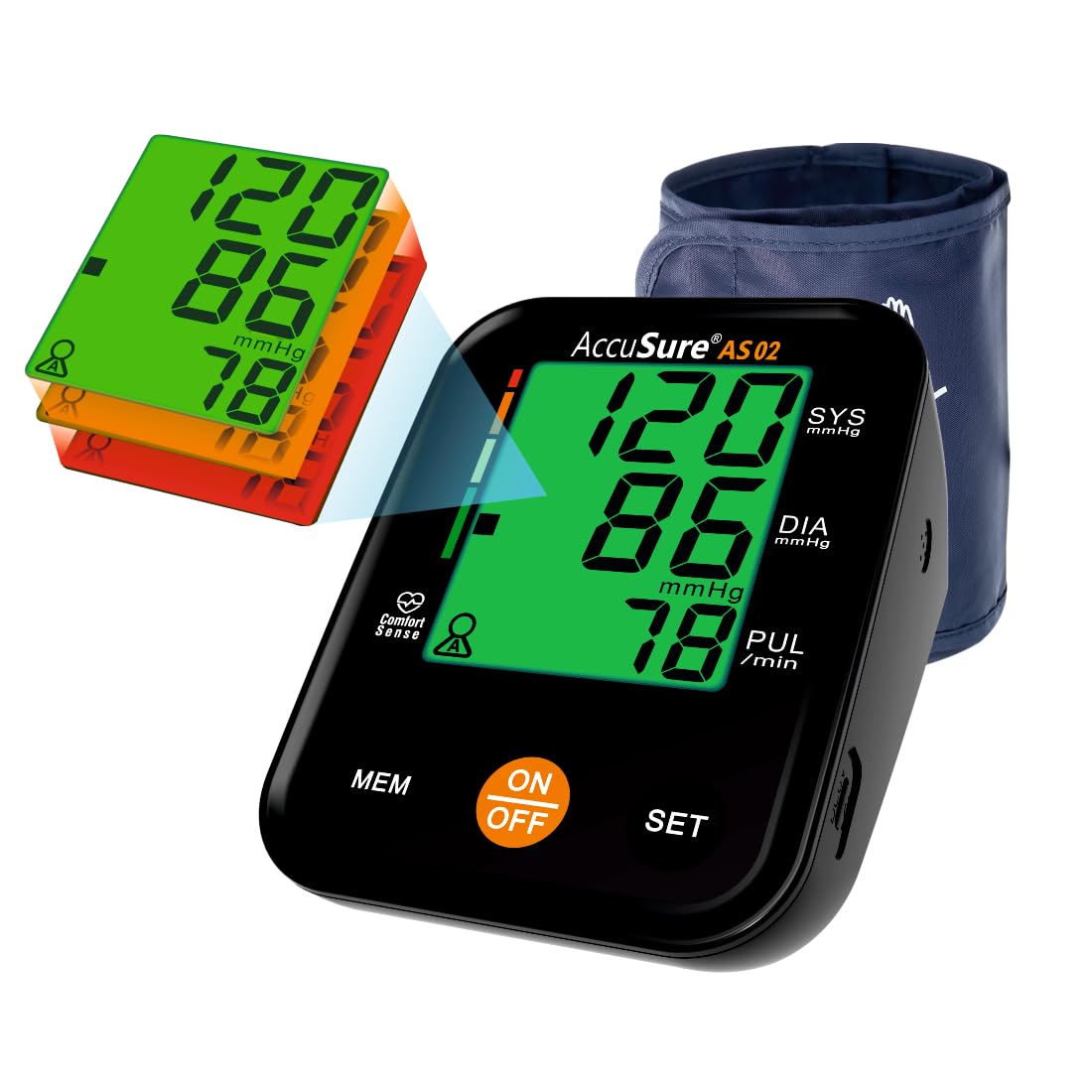 AccuSure 3 Color Display Blood Pressure Monitor Fully Automatic Digital Large Display And Adjustable Arm-Cuff Comes With Micro USB Port And 2 Years Brand Warranty- Black Color (B09QX2XTSF) Amazon Price History, Amazon Price Tracker