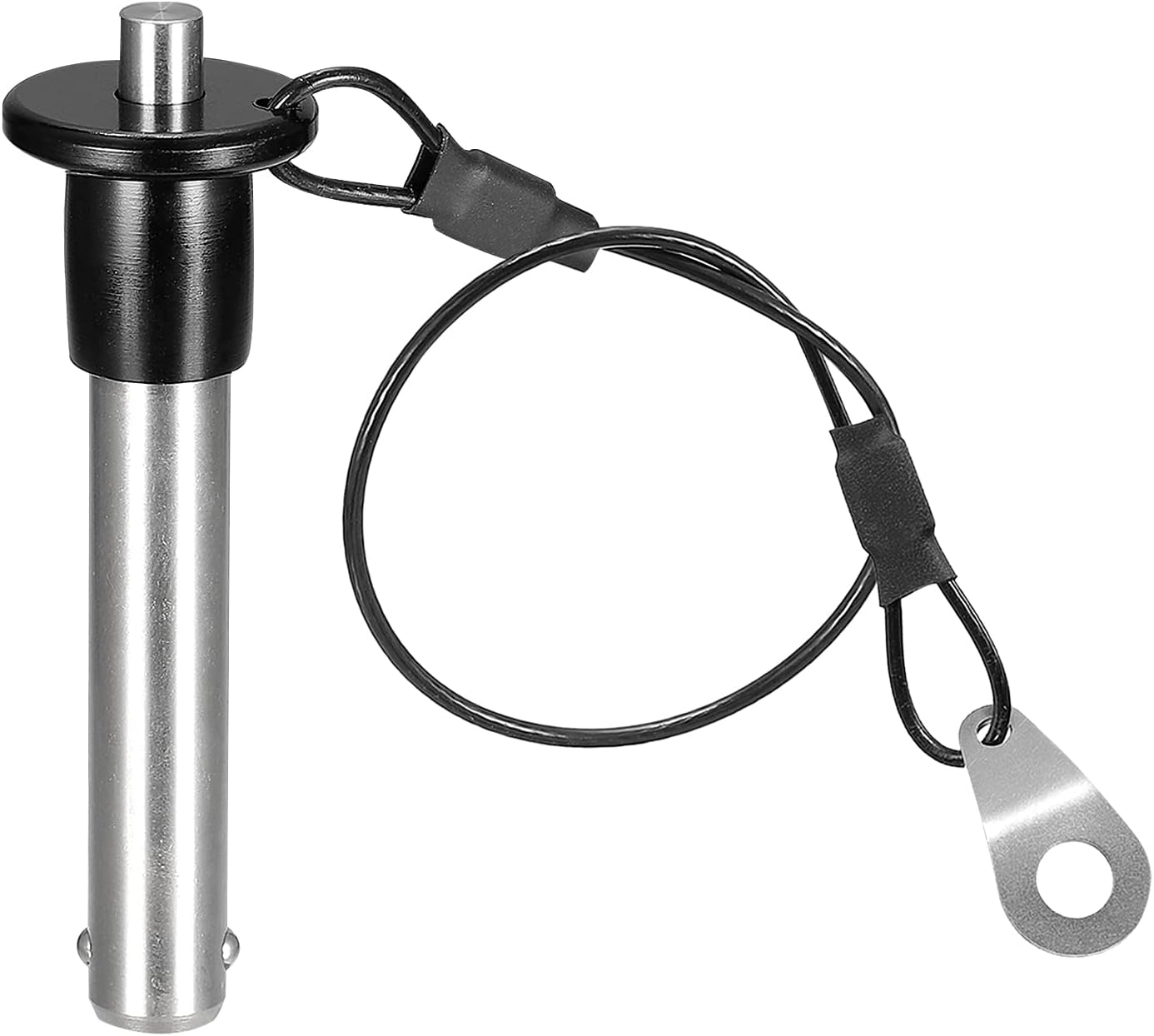 sourcing map Ball Locking Pins, 304 Stainless Steel Grip Push-Button Locking Quick Release Pin with 24cm Wire (10mm-41mm)