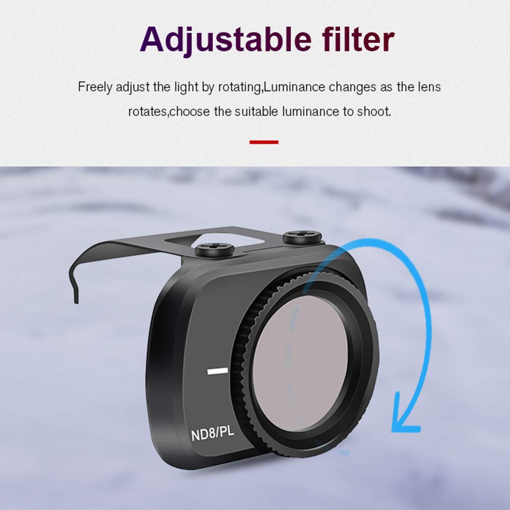 JXE Juego de filtros ND/PL (4 unidades ND4PL+ ND8PL+ ND16PL+ND32PL) de liberación rápida de aleación de aluminio ajustables filtros de atenuación compatibles con DJI Mini 2 Drone