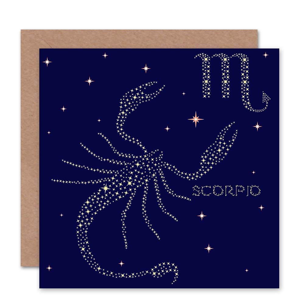 Wee Blue Coo ASTROLOGY SCORPIO STAR SIGN CONSTELLATION BLANK GREETINGS BIRTHDAY CARD