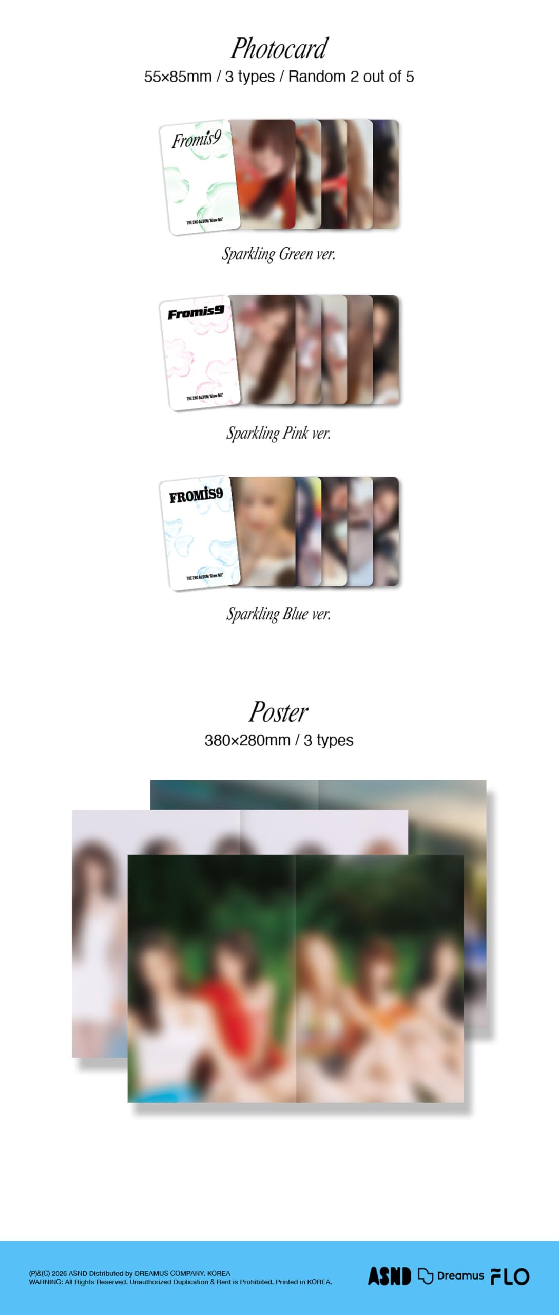 Set scintillante: verde, rosa e blu, Fromis_9 Glow ME 2° album