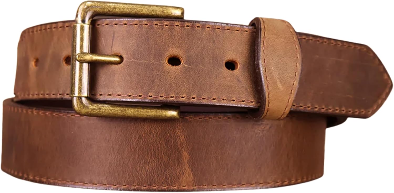 Yoder Leather Company Amish Made Oil Tanned Belt with Scalloped Tabs