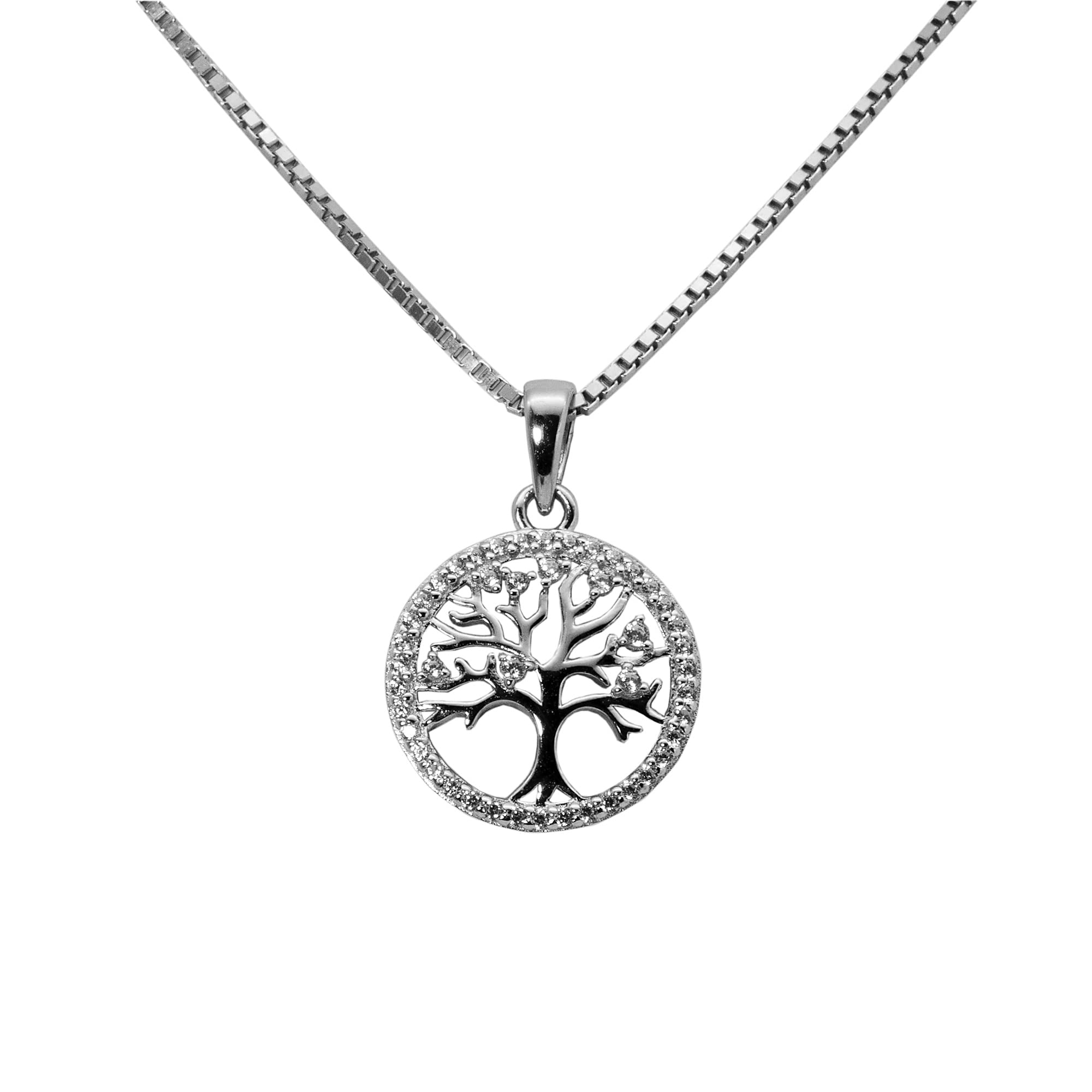 Venezianer Kette Halskette Anhänger Lebensbaum Zirkon 925 Sterling Silber Damen Herren Halskette