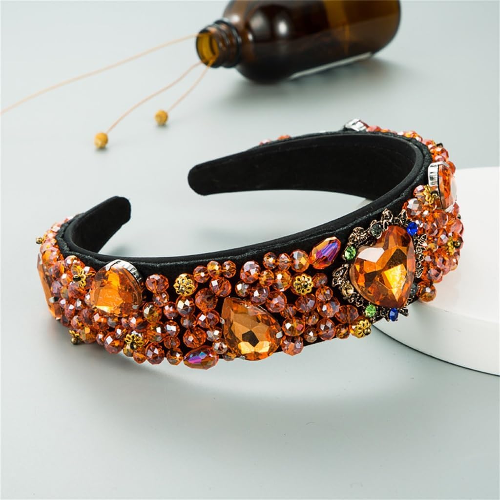 Exaggerated Heart Shaped Diamond Crystal Hand Sewn Fabric Hair Bands Street Accessories