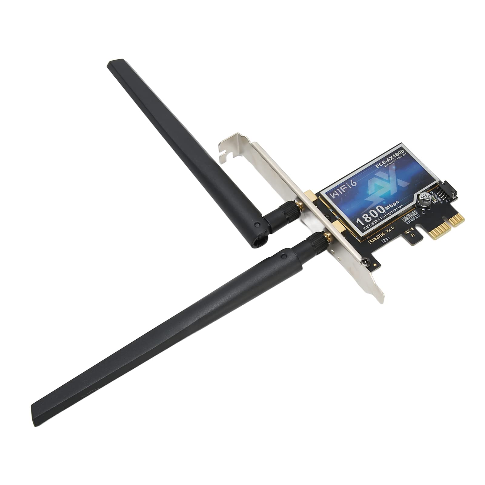 Carte PCIe WiFi 6E 1800 Mbps adaptateur réseau double bande BT 5.2 Plug and Play pour ordinateur de bureau avec 2 antennes et déflecteur court