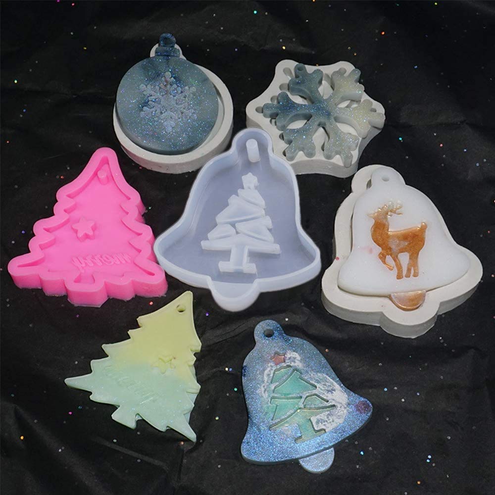 PHOGARY Moule Resine Epoxy Noel, Moules Silicone Résine Époxy Noël Pour Cadres Photo Festifs, Moule De D'Arbres Noël Pour L'Artisanat Résine, Décorations Maison Cadeaux Personnalisés
