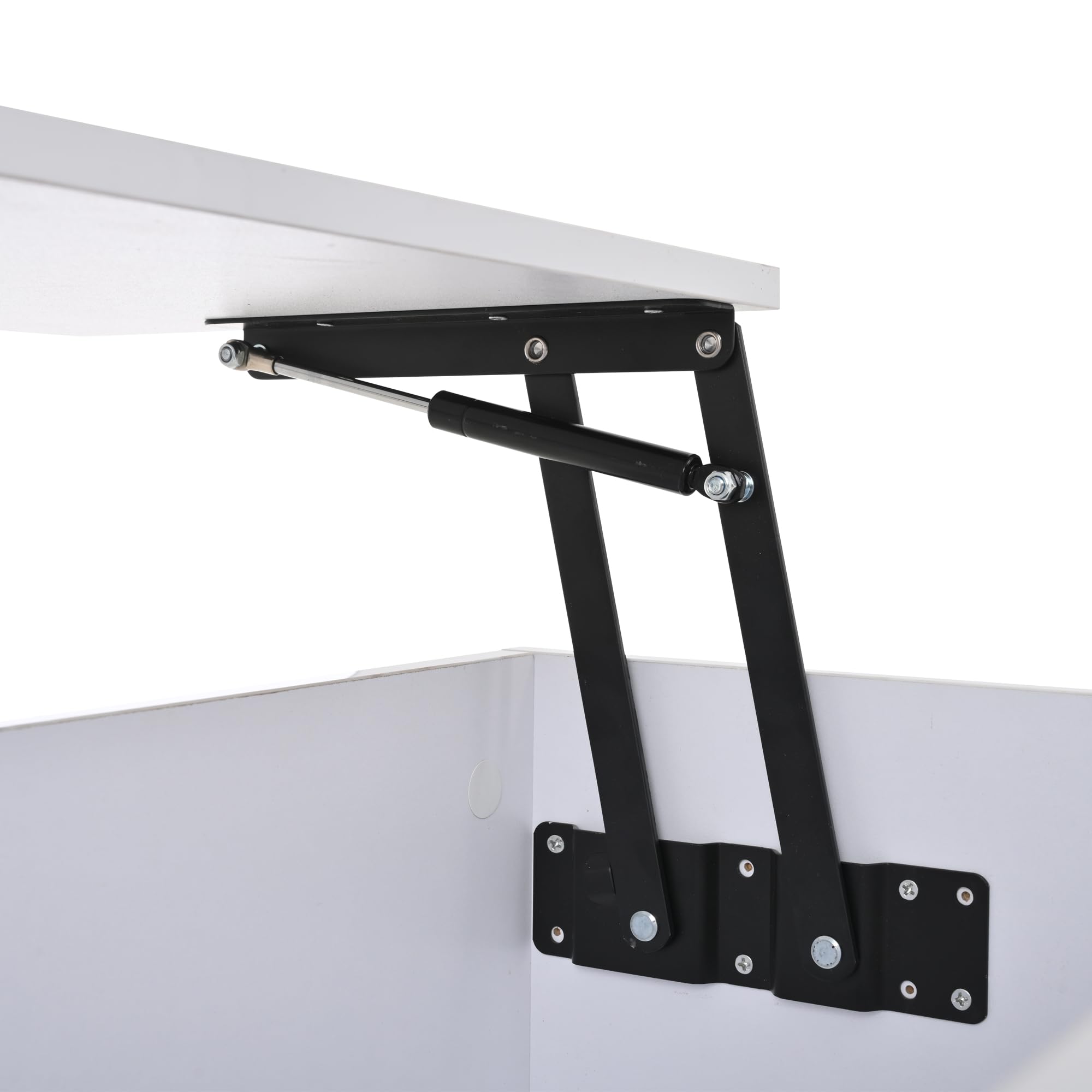 Merax Couchtisch mit Höhenverstellbarer Platte, Modern Hochglanz Wohnzimmertisch mit LED, Sofatisch Kaffeetisch mit Schubladen, Versteckte & offene Stauraum, Rechteckig Mitteltisch Beistelltisch, Weiß