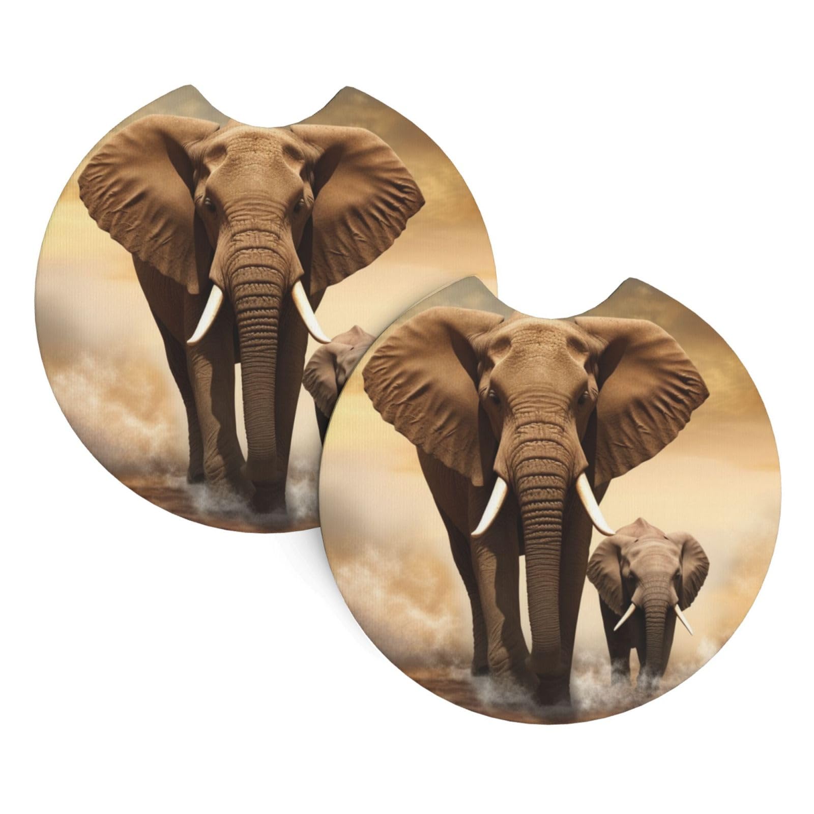 2 Pack Car Cup Holder Coasters 2.7 Inch Universal Anti-Slip Shockproof Car Cup Holder Insert Elephant Car Coasters Drink Coasters Cup Holder Coasters for Car Accessories