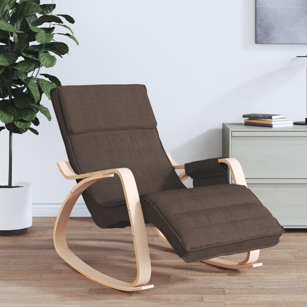 vidaXL Chaise à Bascule Marron foncé Tissu, Chaise, siège de Salon, Bascule, Chaise de Salon, Chaise de Relaxation, Chaise de Relaxation