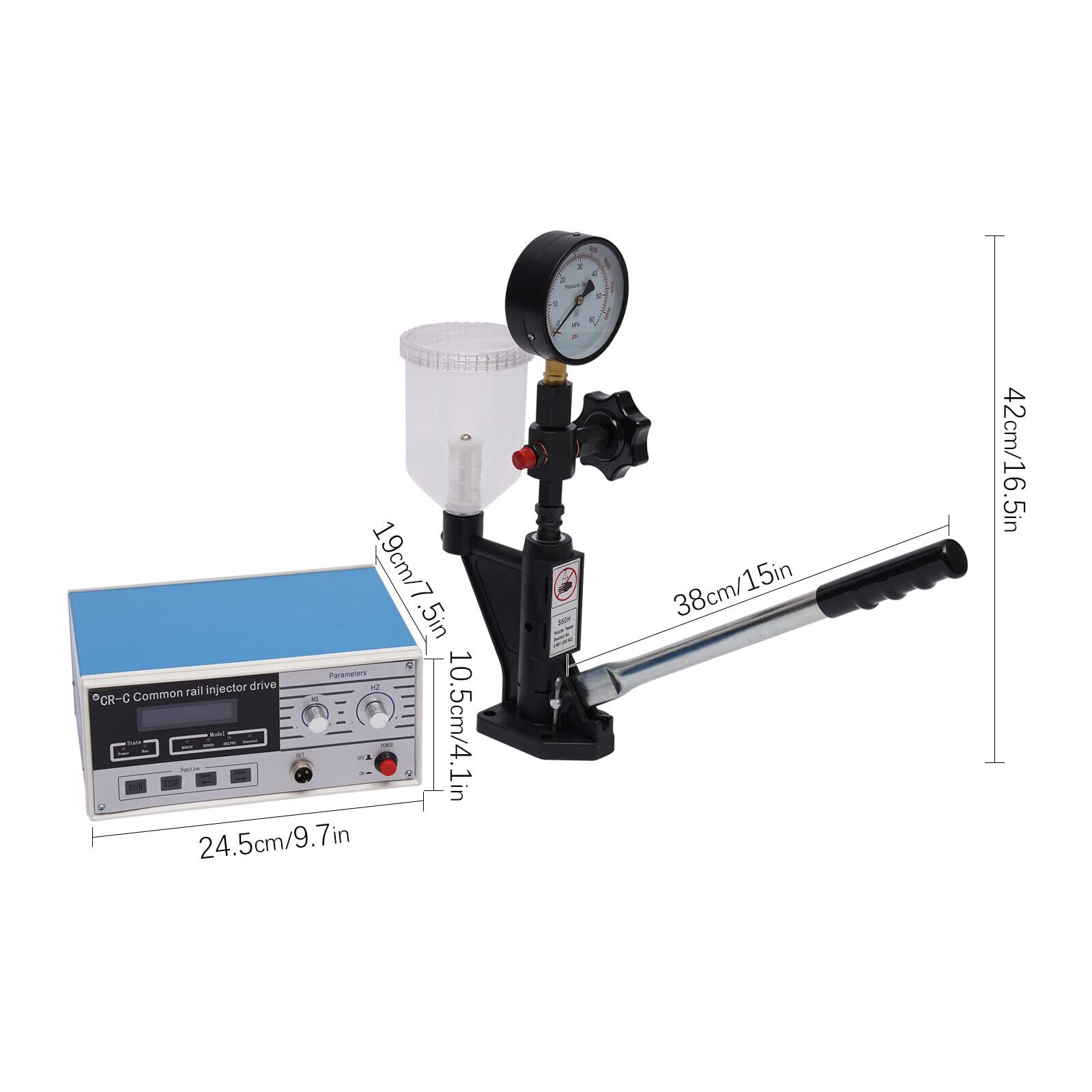 Comprobador de inyectores Common Rail y S60H Inyector 0-600bar & 0-8000PSI, inyectores diésel para todos los inyectores diesel