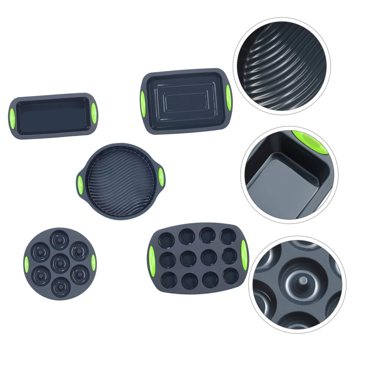 Luxshiny Molde para Hornear Pasteles 5 Piezas de Silicona Gris, Kit Práctico para Repostería y Bizcochos en Horno