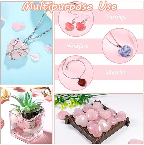 Miniatura 6 de MOGEMT 20 piedras de corazón mixtas de 0984in 1 pulgada piedra de amor de palma piedra de preocupación equilibrio curativo Reiki