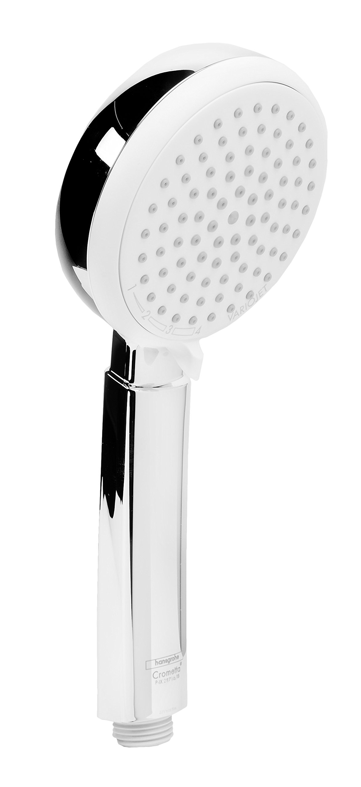 hansgrohe Crometta 100 - Doccetta per Doccia, Doccino con 4 Getti, Soffione Doccia Rotondo (⌀ 100 Mm) con Funzione Anticalcare, Bianco/Cromo