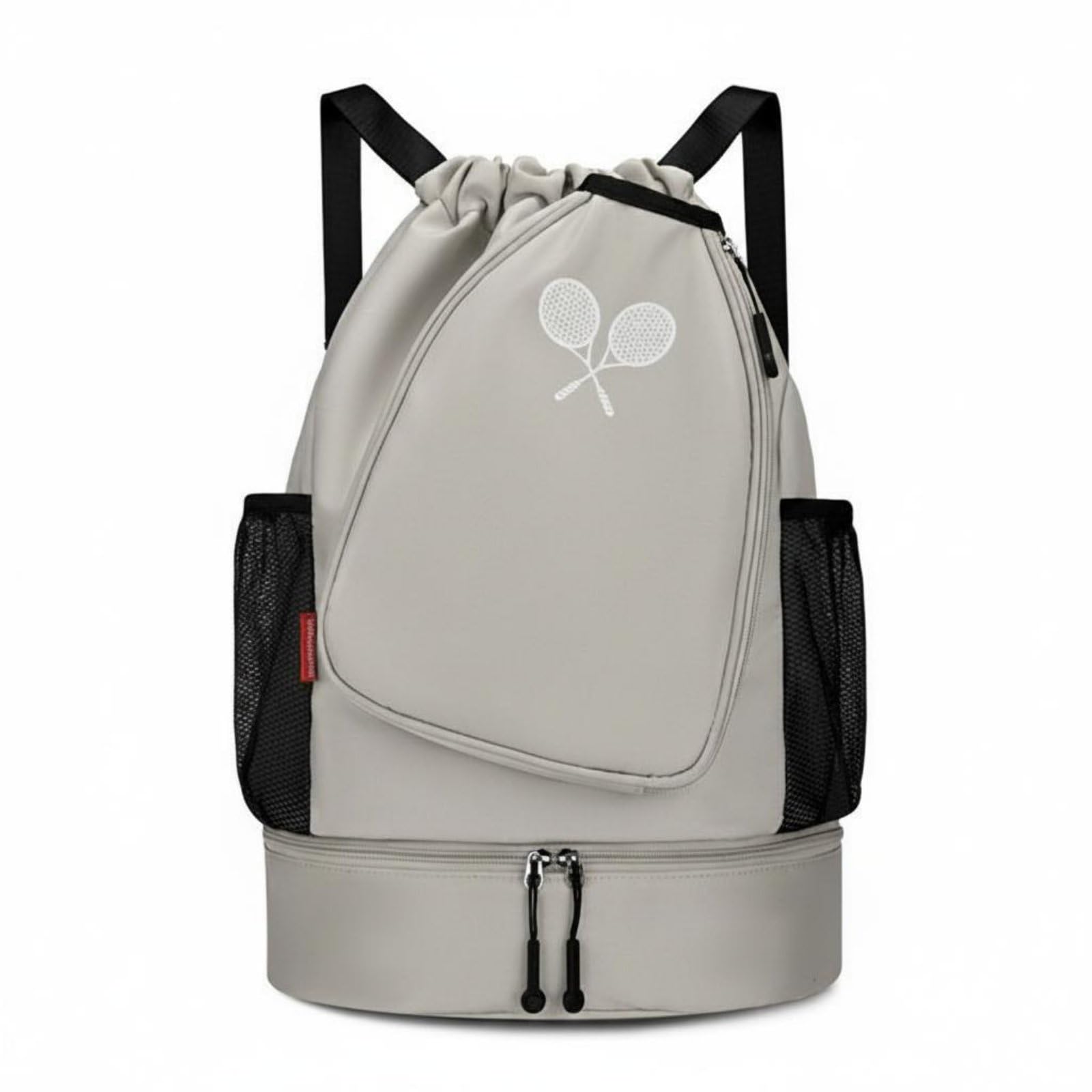 Multi-Use Badminton Bag Backpack Lightweight Shoe Compartment Backpack Large Capacity Gym Drawstring Bag Carry Handles for Swimming, Gray-picture-31