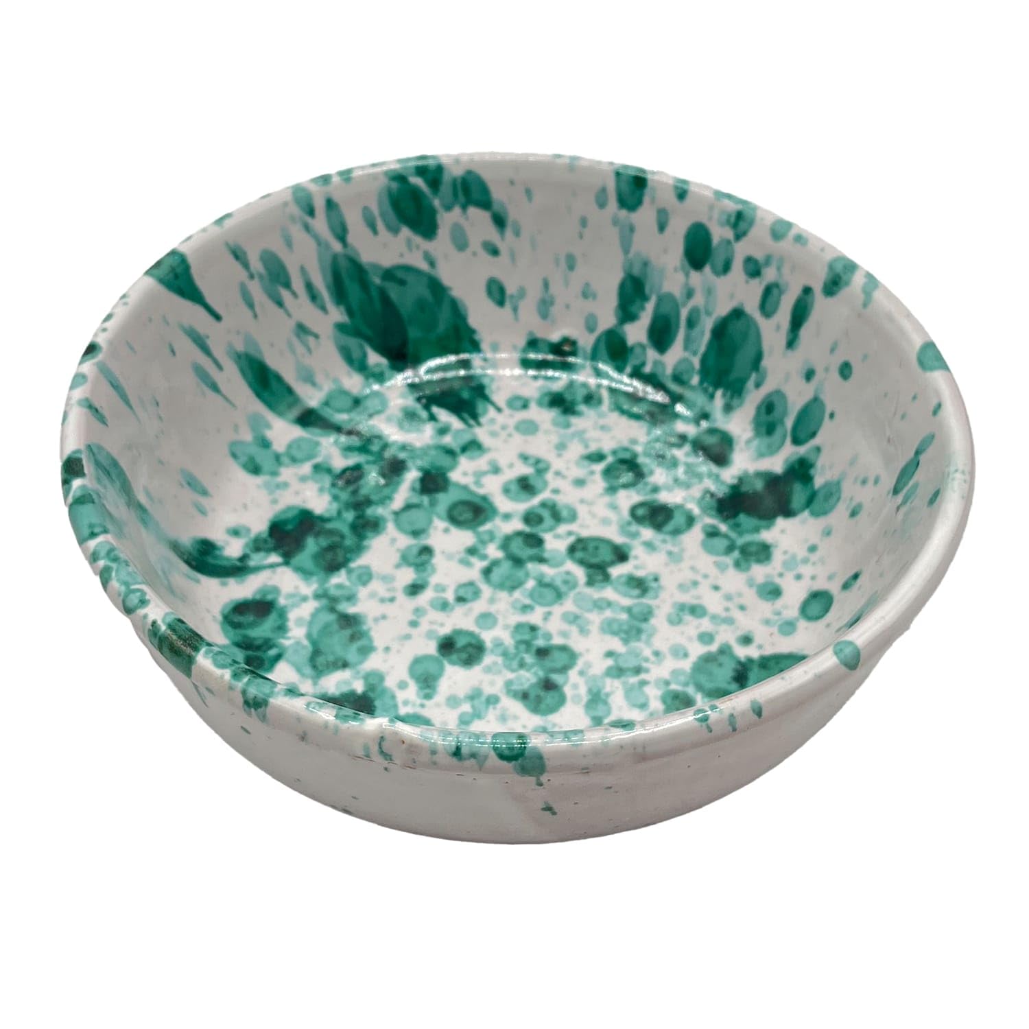 Set 6 Tegamini Tondi Verde Ramina in Ceramica Smaltata Gocciolata Cm 14.5 x h 5