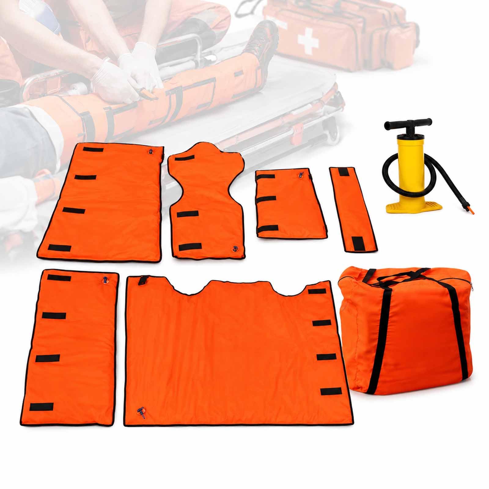 Juego Portátil De Férulas Neumáticas De Primeros Auxilios, Férula De Inmovilización De Emergencia para Fracturas Óseas con Bomba, 7 Férulas De Vacío con Bolsa para Extremidades Y Cuerpo