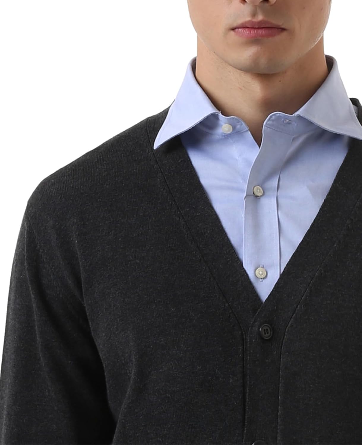 QUALFORT Men's Cardigan 100% Cotton Sweater V-Neck Button Down Knitted Outerwear with Pockets Fashion 2026