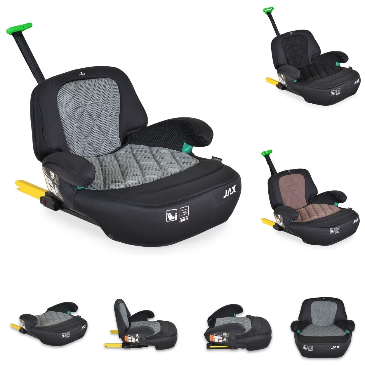 Cangaroo siège enfant rehausseur Jax i-Size 125-150cm groupe 3 Isofix Top Tether, coloris:gris