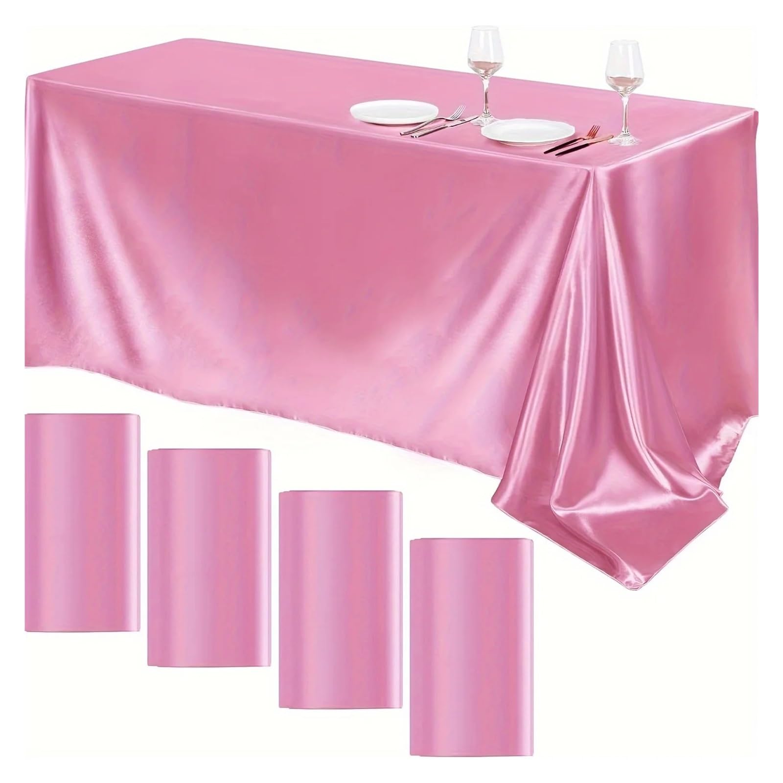 LOPJGGYF Solid Color Conference Banquet Hotel Dining Table Exhibition Advertising Tablecloth Officetable Cloth Art Rectangular for Wedding Banquet Party Events(Pink,147x259cm)
