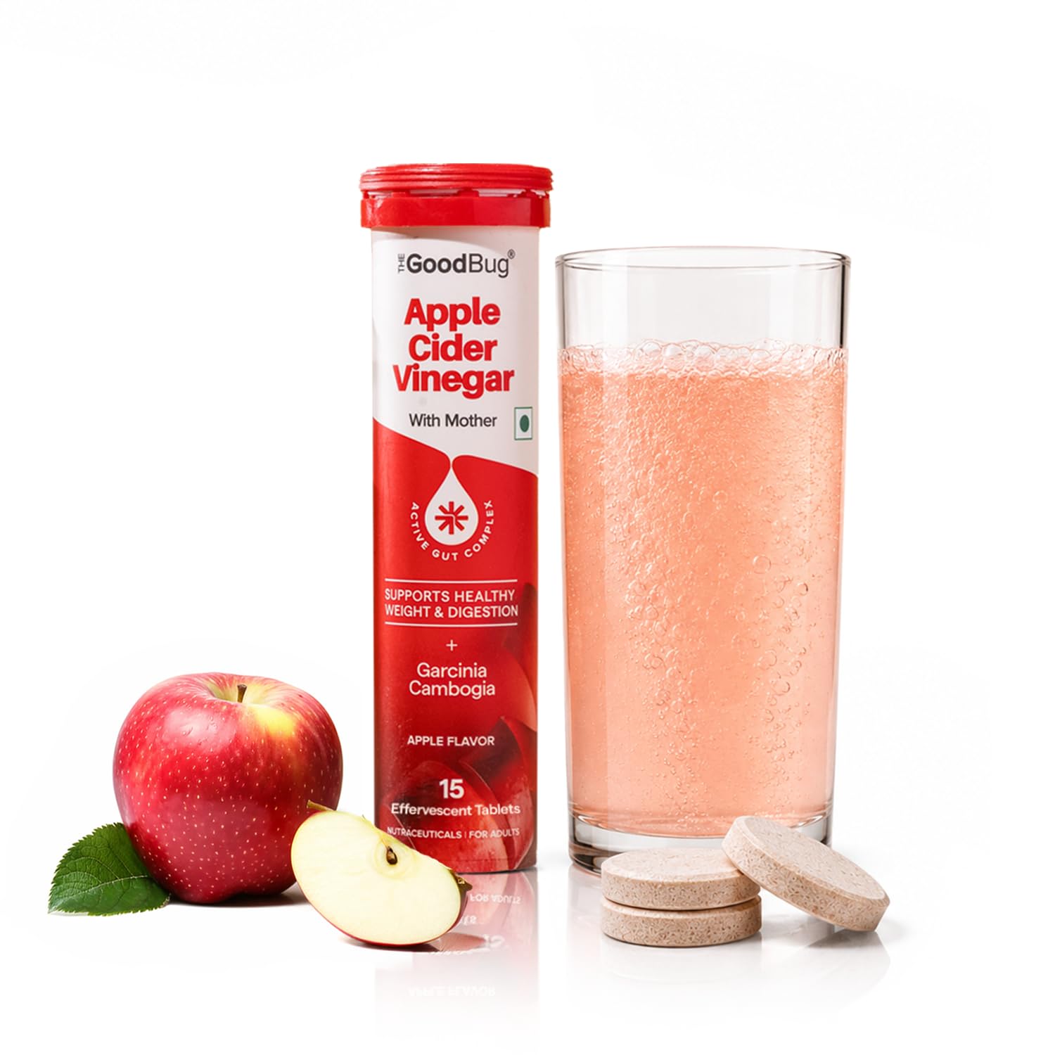 The Good Bug Apple Cider Vinegar Effervescent Tablet - 15 Tablets (Pack of 15 x 1) | Supports Metabolism & Appetite Control with 500mg ACV, Garcinia Cambogia, Vit B6 & B12 I No Maltodextrin-image-31