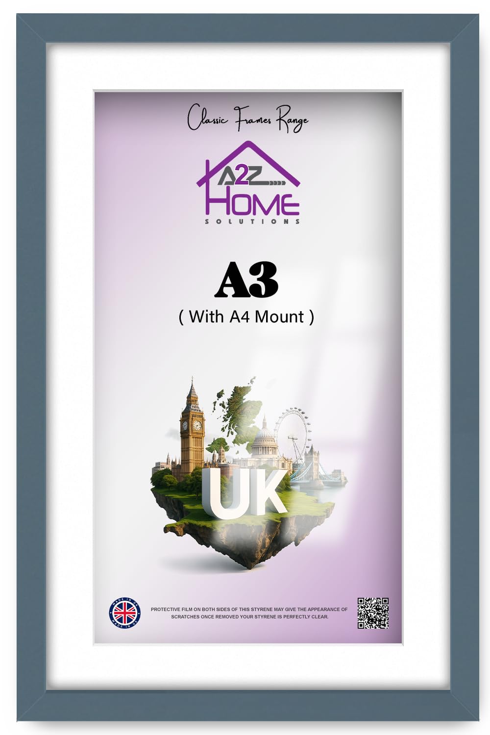 A2Z Home Solutions® Wall Poster Picture Frame With Mount to Hang Portrait or Landscape Art Gallery Dark Grey Photo Frame With White Mount- A3 Pic Size A4