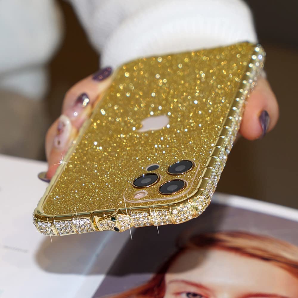 Cadre de téléphone en métal diamanté luxe serpent or pour iPhone 12 Pro Max