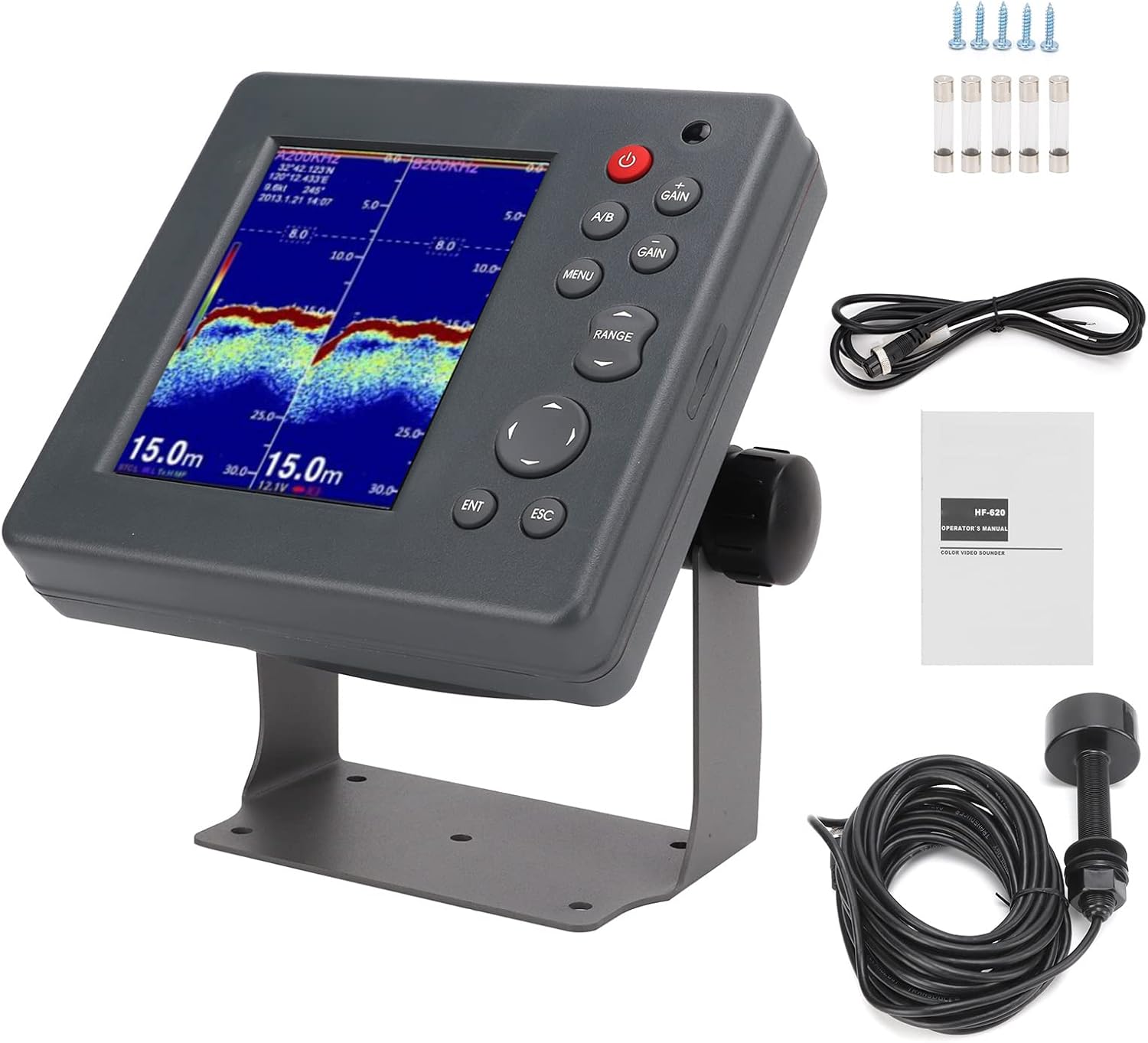 Sonar Fish Finder, Fish Depth Finder Sonar Fish Detector with 5.6in 256