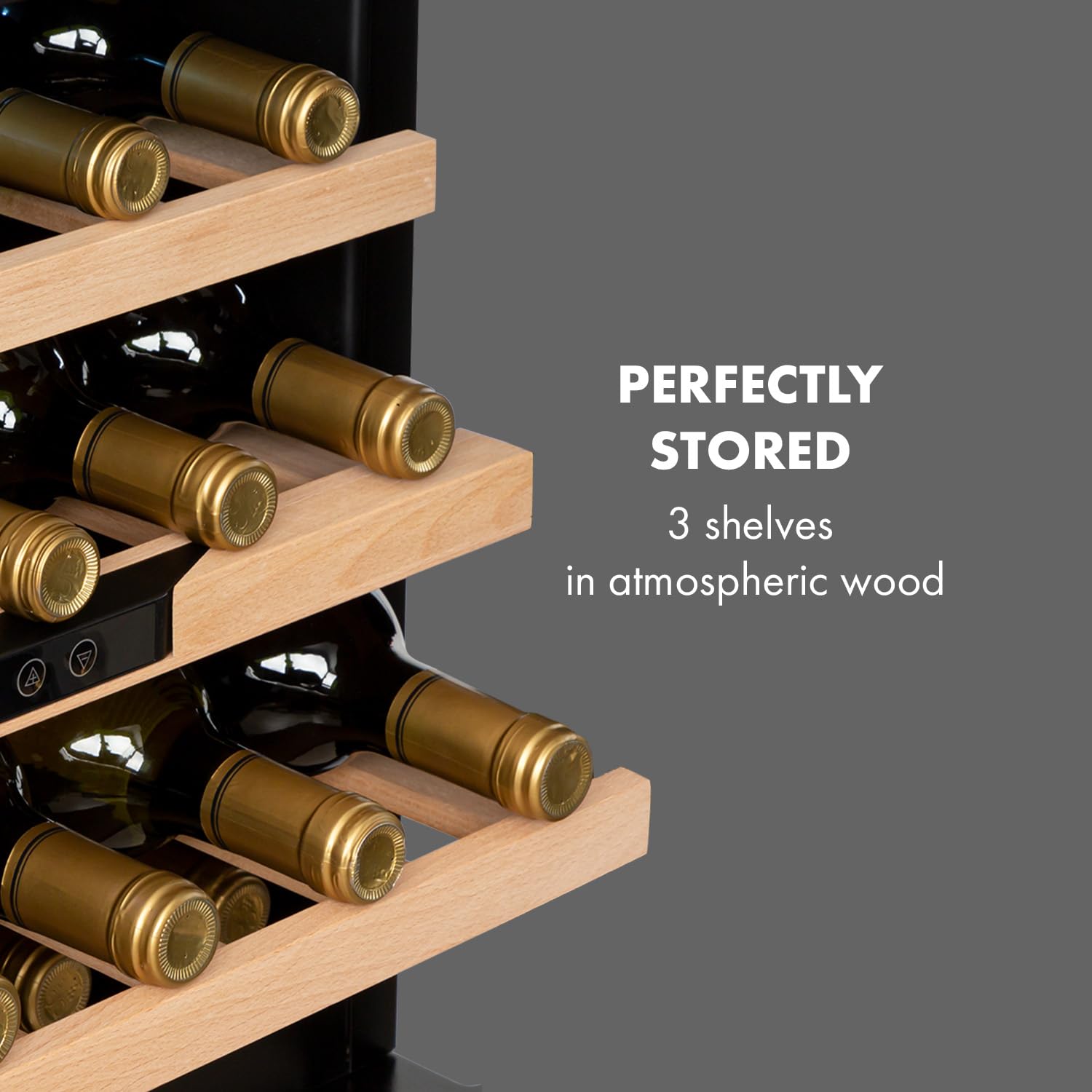 KLARSTEIN Vinsider Built-in Wine Cooler Drinks Fridge, nevera para vino de una zona, botellas de vino prosecco y cerveza, panel táctil, para interior/exterior, 5-22°C, 24 botellas, blanco
