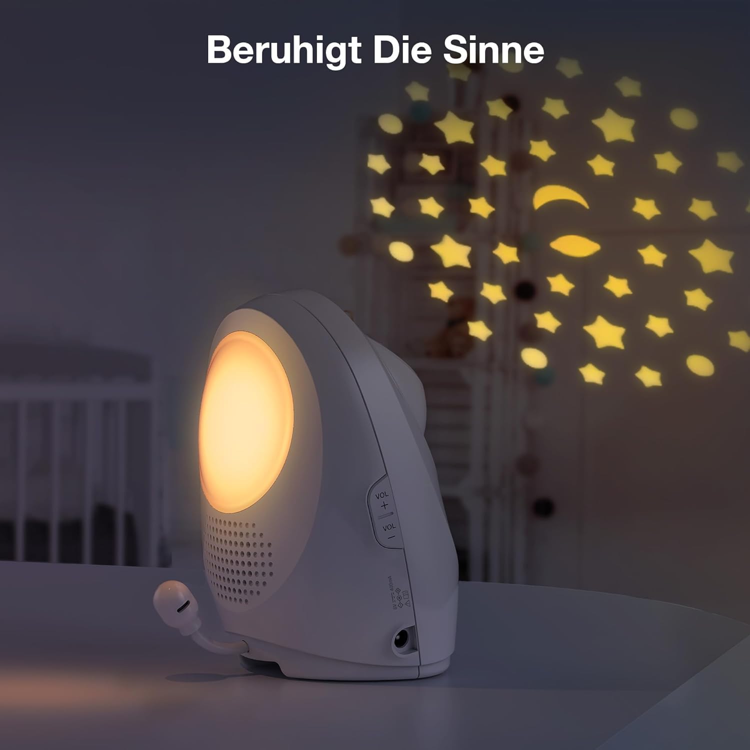 VTech DM121-IT Baby-Audiobabyphone, Reichweite bis 460 m, Akku-Laufzeit bis 8 Stunden, Projektions-Nachtlicht, Schlaflieder, Gegensprechfunktion, Geräuschwarnungen, sichere Datenübertragung, Weiß