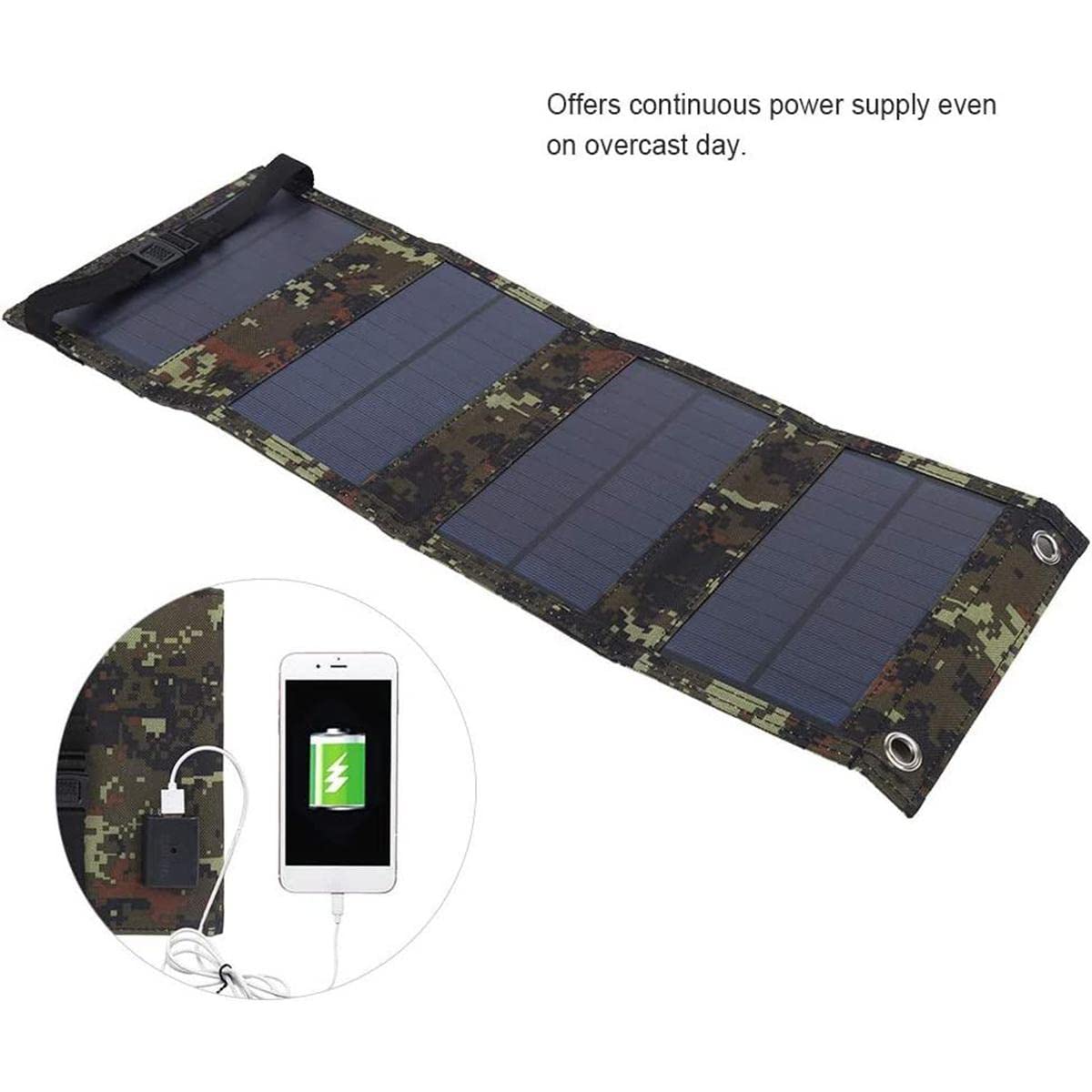 Caricatore Solare,10W 5.5V Caricatore Portatile Pieghevole per Pannello Solare Power Bank Batteria Esterna Impermeabile Compatibile con Smartphone,Tablet e Altro per attività all'aperto,Green