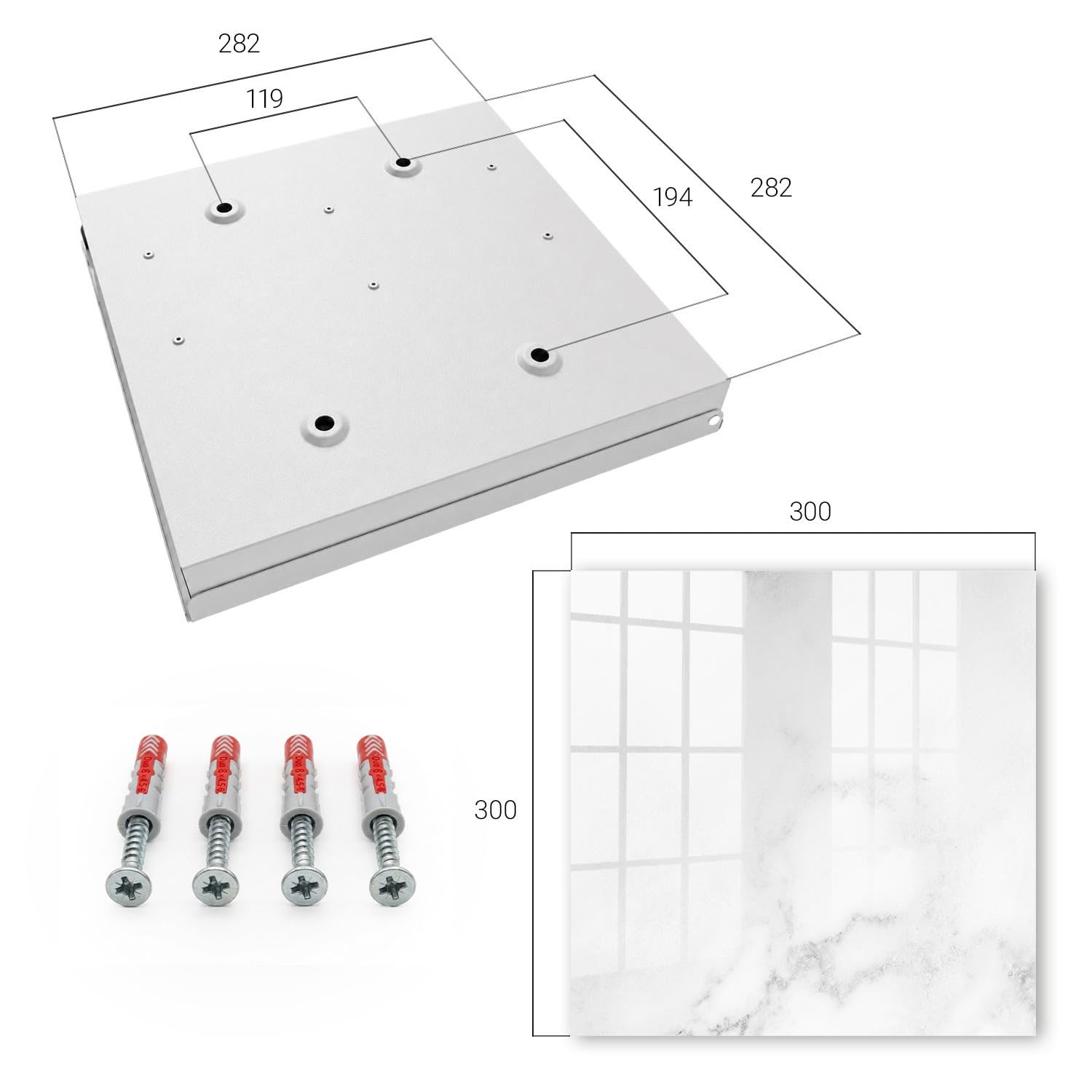 Cassa 30x30 cm marmo eleganza Porta Destra Bianco