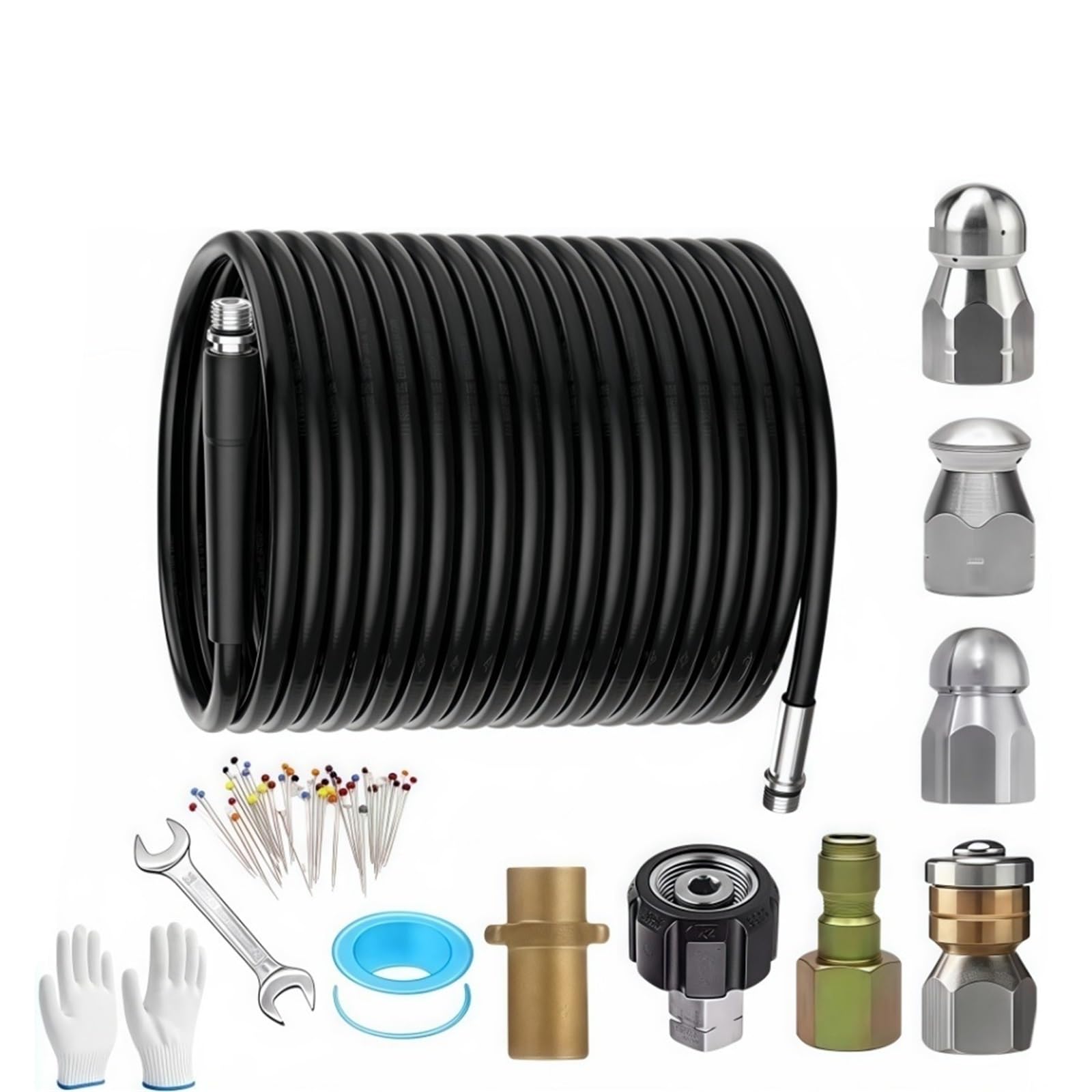 Lcvzxcfkx 20M Cleaning Hose Sewage Pipe High Pressure Hose Sewer Cleaning Nozzle