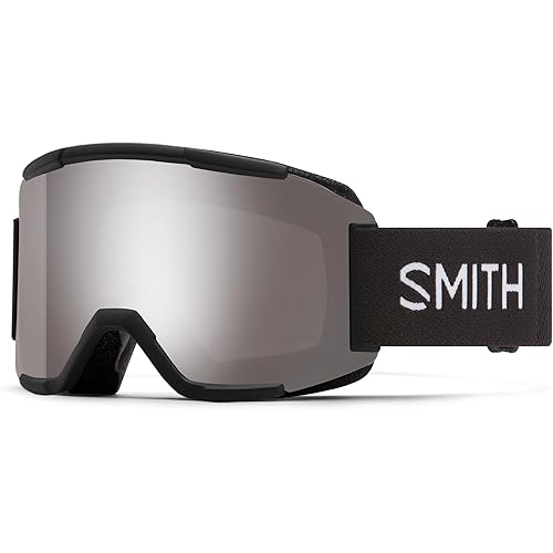 SMITH Squad Goggles with ChromaPop Lens – Performance Snowsports Goggles with Replaceable Lens for Skiing & Snowboarding – for Men & Women – Black + ChromaPop Sun Platinum Mirror