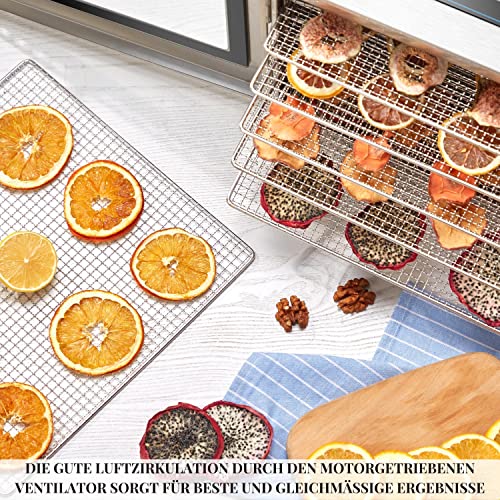 Edelstahl Dörrautomat mit Temperaturregler | 24h Timer | 360° Luftzirkulationssystem | Dörrer | (30-90°C) | Dörrgerät | Obsttrockner | Obst und Fleisch- Dörrapparat | Digitales Display | 6 Etagen – Bild 6