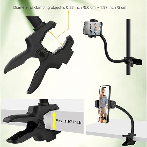 Miniatura 6 de Soporte de cuello de cisne para teléfono, soporte de clip de abrazadera flexible, brazo de cuello de cisne de 11.8 pulgadas de largo, soporte de